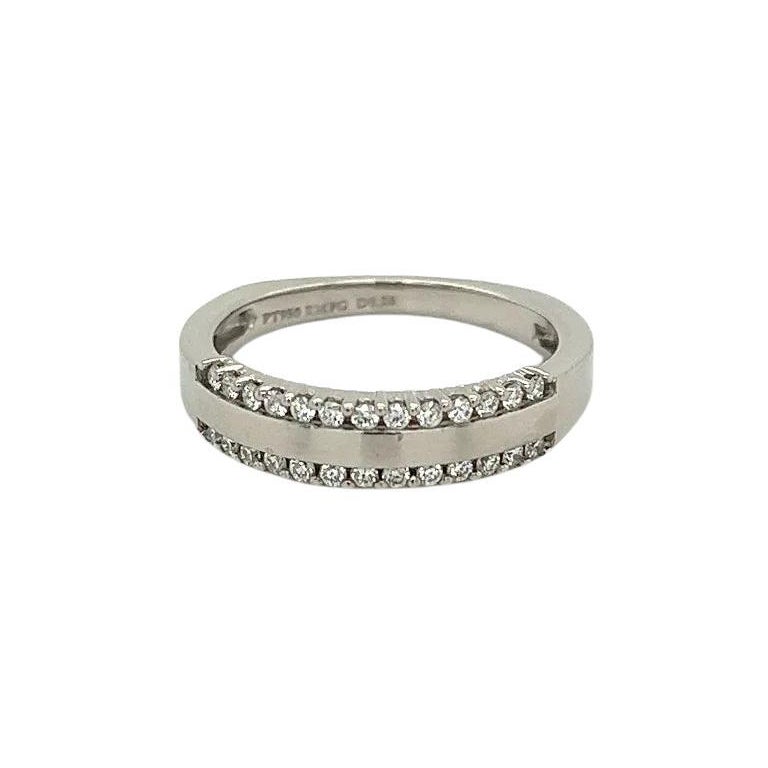 Vintage Double Row Diamond Platinum Band Ring For Sale