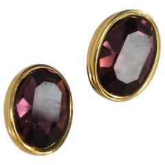 Givenchy Gold-Tone Amethyst Crystal Stud Earrings, 1980s