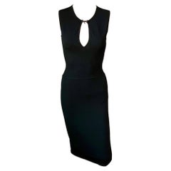 Tom Ford for Gucci S/S 2000 Bodycon Keyhole Neckline Knit Black Midi Dress