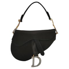 Dior Saddle Mini Silk Handbag Noir avec cristaux