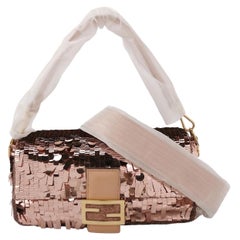 Fendi Baguette Glitter Sequins Paillettes Vitello Grace Sex & the City Baby Pink