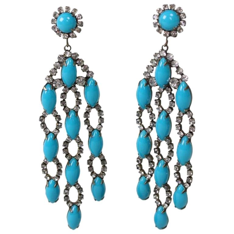 1960's Kenneth Jay Lane Faux Turquoise Dangle Earrings at 1stdibs