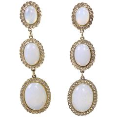 Butler & Wilson Rhinestone & Faux Opal Earrings