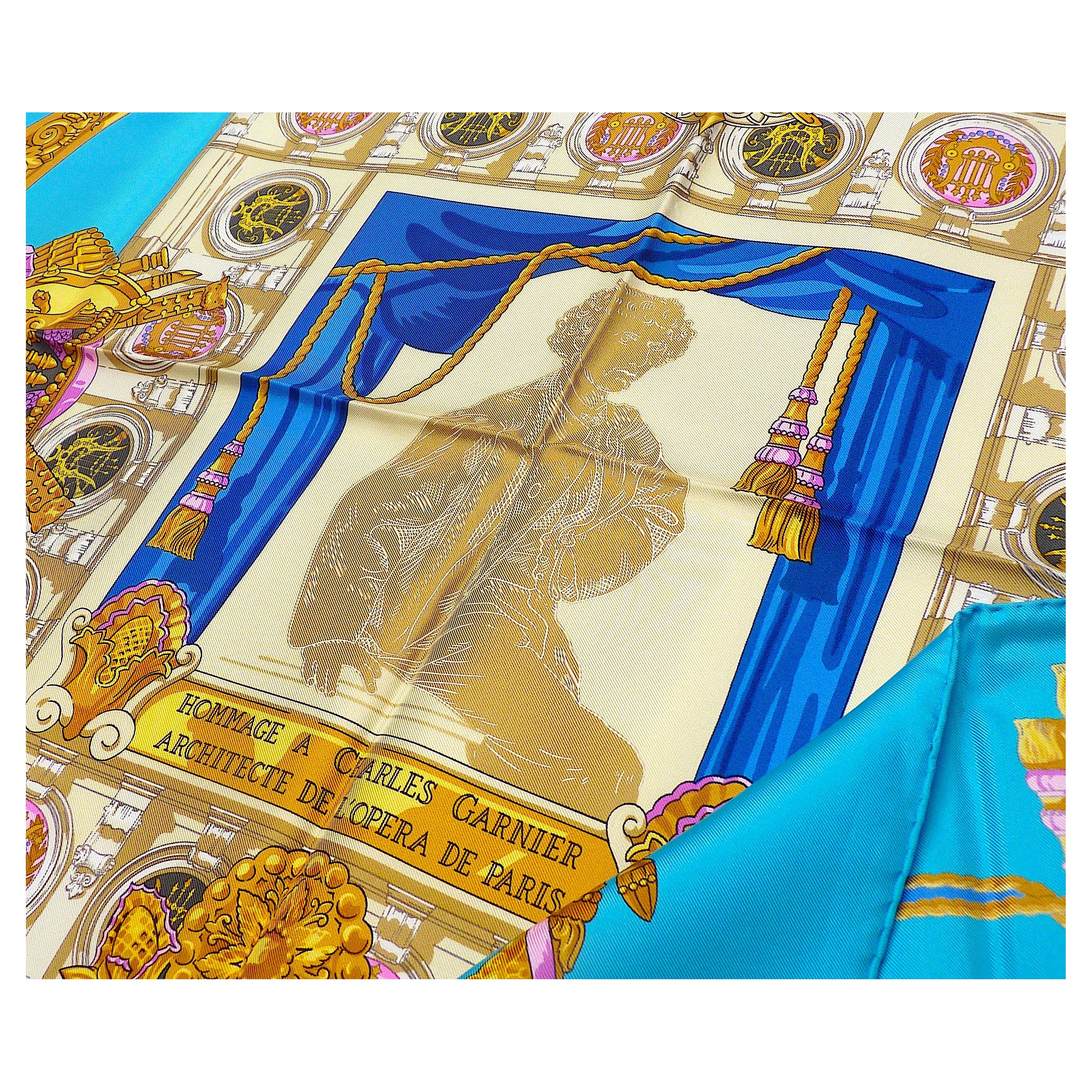 Hermes Scarf Brand New with Box "Hommage à Charles Garnier" by Caty Latham For Sale