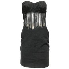 1990s Gianni Versace Black Silk Sheer Strapless Cocktail Mini Dress