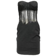 90s Gianni Versace black silk sheer strapless cocktail mini dress 8