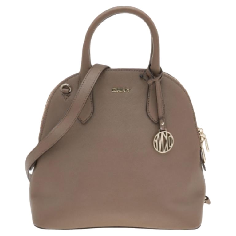 Satchel con cremallera DKNY de piel marrón