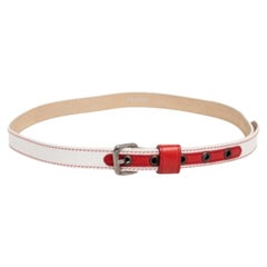Marc by Marc Jacobs White/Red Leather Buckle Belt S/M