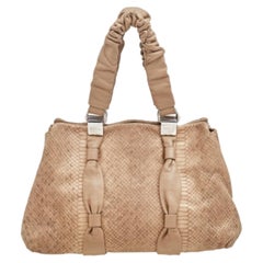 Furla Beige Python Embossed Leather Shoulder Bag