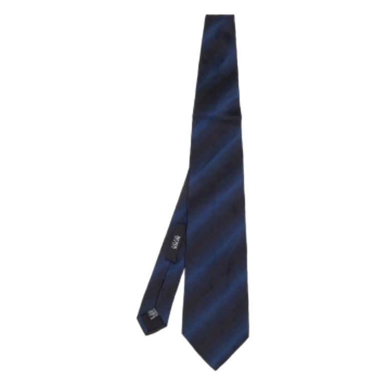 Boss By Hugo Boss Black & Blue Striped Silk Tie For Sale