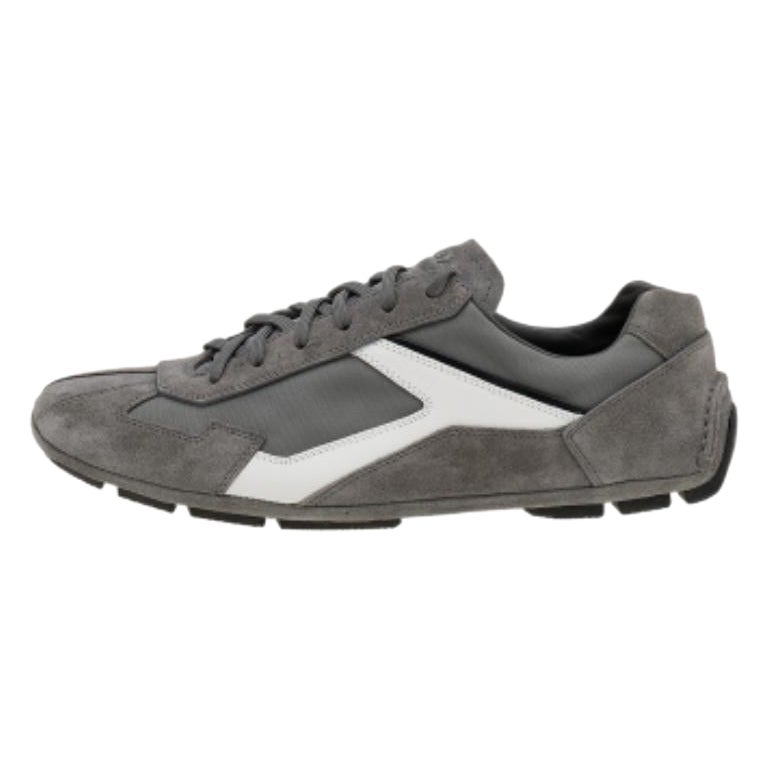Prada Sport Grey/White Suede And Nylon Low Top Sneakers Size 41.5 For Sale
