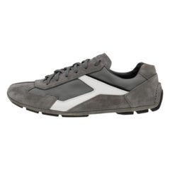 Prada Sport Grey/White Suede And Nylon Low Top Sneakers Size 41.5