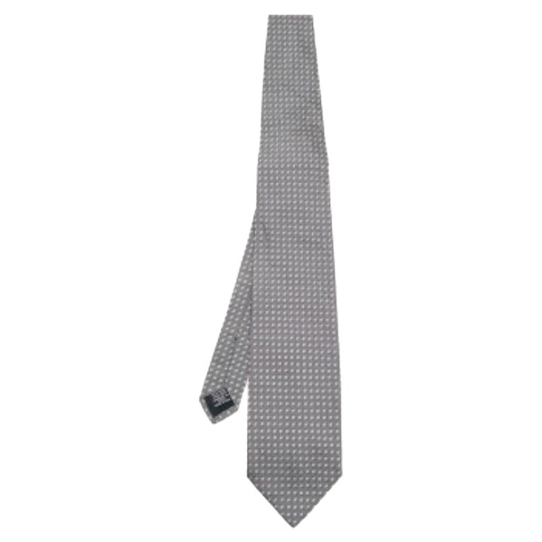 Boss By Hugo Boss Grey Square Patterned Silk Jacquard Tie For Sale