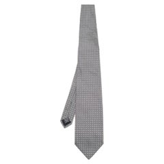 Boss By Hugo Boss Grey Square Patterned Silk Jacquard Tie