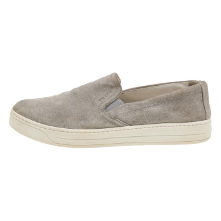 Prada Sport Grey Suede Slip On Sneakers Size 37 For Sale