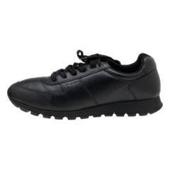 Prada Sport Black Leather Low Top Sneakers Size 43.5