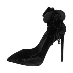 Loriblu Black Velvet Flower Applique Pumps Size 40