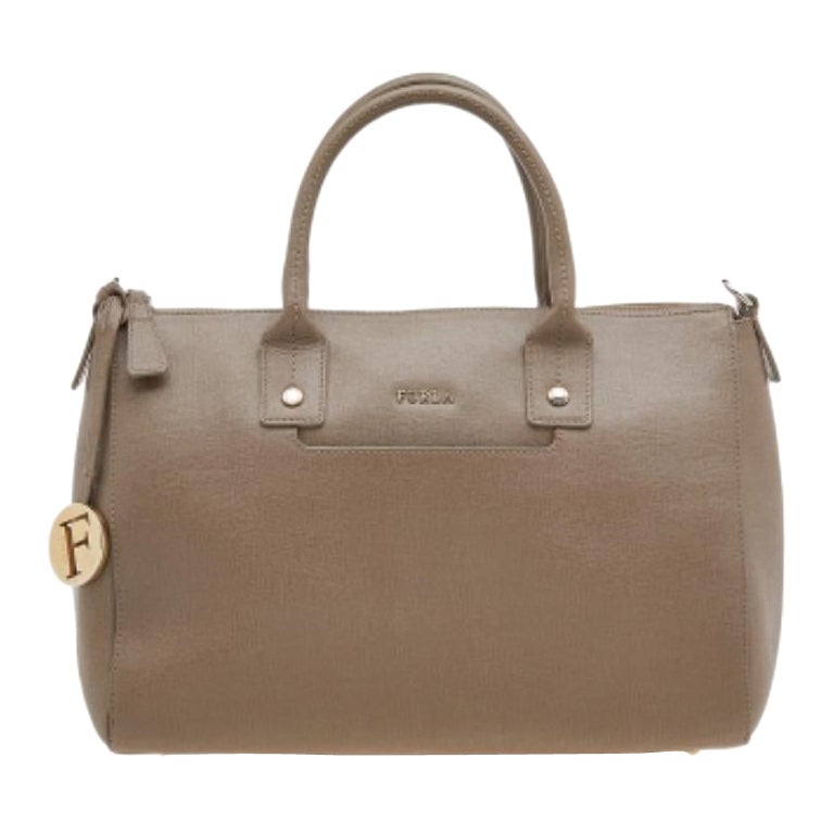 Furla Beige Oscuro Piel Tote Linda Mediana