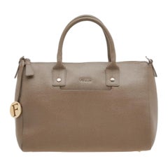Furla Beige Oscuro Piel Tote Linda Mediana