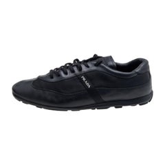 Prada Sport Black Leather And Nylon Low Top Sneakers Size 44
