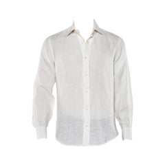 Yves Saint Laurent White Linen Button Front Shirt S