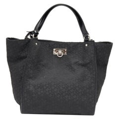 DKNY Black Monogram Canvas And Patent Leather Tote