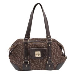Satchel DKNY de lona y piel con monograma marrón oscuro