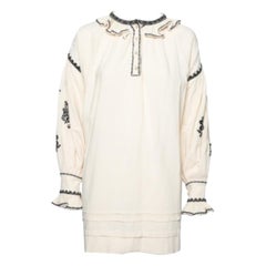Isabel Marant Etoile Off White Top oversize à volants brodés S.S. White