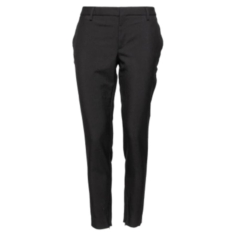 Saint Laurent Black Wool Zipped Hem Detailed Tapered Pants L For Sale
