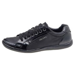 Prada Sport Black Leather And Nylon Low Top Sneakers Size 39.5