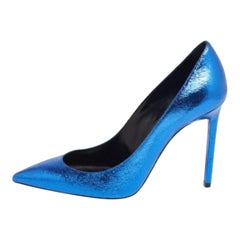 Saint Laurent Blue Leather Pointed Toe Pumps Size 39
