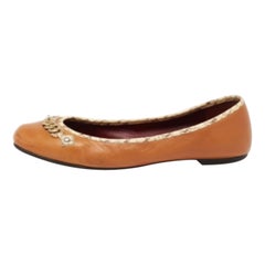 Marc by Marc Jacobs - Ballerines en cuir brun clair avec chaîne, taille 38,5