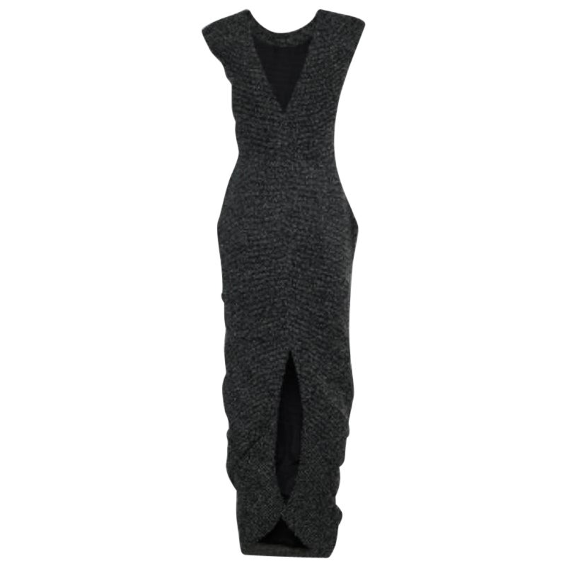 Emporio ARMANI Noir Robe longue en laine et crêpe à motifs S