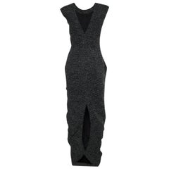 Emporio ARMANI Noir Robe longue en laine et crêpe à motifs S