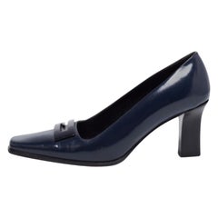 Gucci Pumps a punta quadrata in vernice blu notte misura 36,5