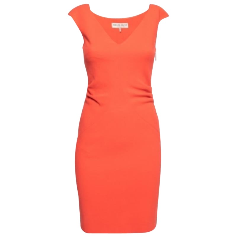 Emilio Pucci Vestido sin mangas con detalle fruncido de lana coral S