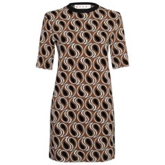 Used Marni Brown Jacquard Lurex Knit Short Sleeve Dress M