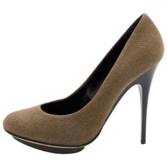 Giuseppe Zanotti Olive Green Canvas Pumps Size 40