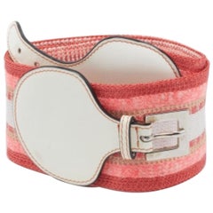 Rosa gestreifter Stretch-Strick- und Ledergürtel mit elastischer Taille von Missoni S