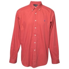Ralph Lauren - Camicia classica in cotone rosso con bottoni sul davanti XL