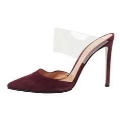 Gianvito Rossi - Mules à bout pointu en daim et plexiglas PVC bordeaux, taille 38