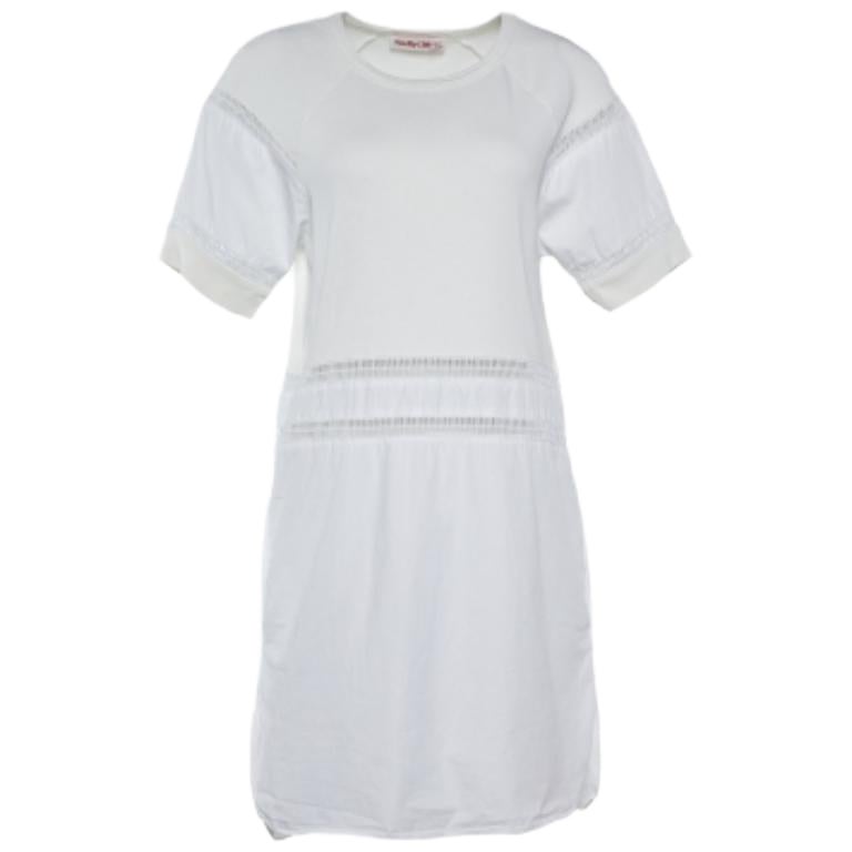 See By Chloe Vestido Midi de algodón blanco con detalle de encaje M en venta