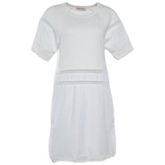 See by Chloe Weißes Midikleid mit Spitzeneinsatz aus Baumwolle M