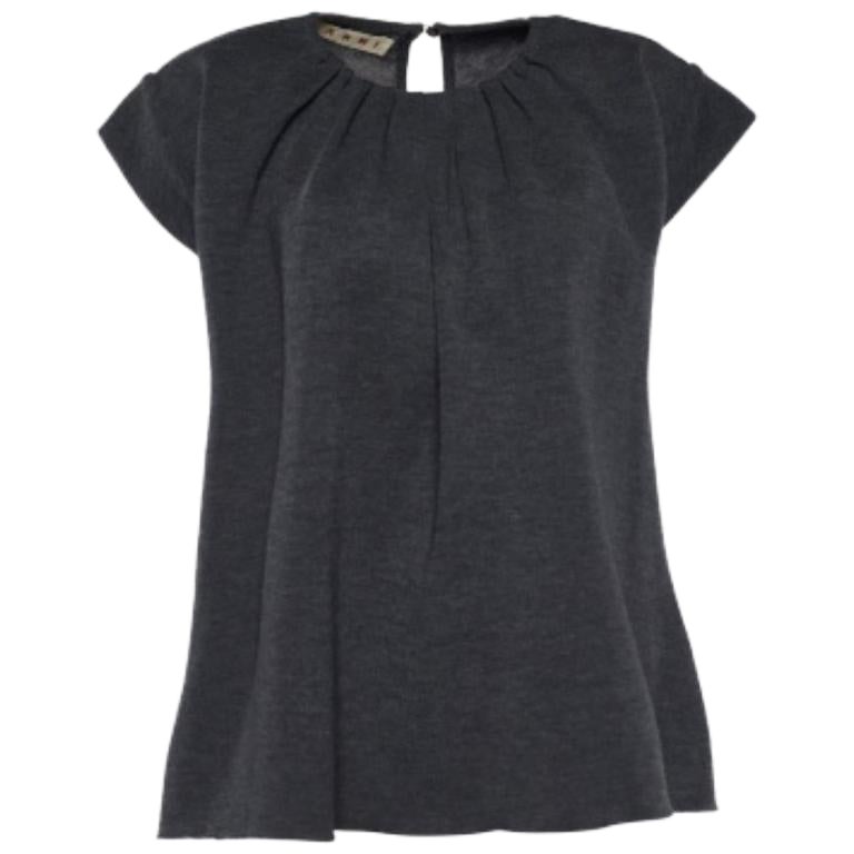 Marni Top acampanado de punto de lana gris con detalle de lazo en la espalda M en venta