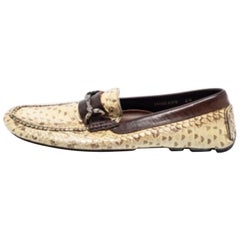 Dolce & Gabbana Beige/Brown Water Snake Loafers Size 40.5