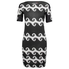 Diane von Furstenberg Monochromer Wellendruck Seidenstrick Cyrani Kleid M