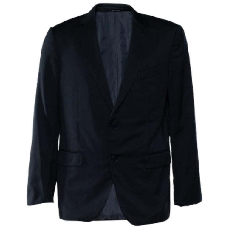 Ermenegildo Zegna Dunkelblauer Woll-Blazer mit Knopfleiste XL