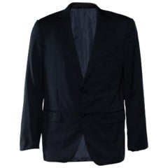 Ermenegildo Zegna Dark Blue Wool Button Front Blazer XL