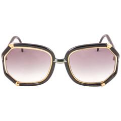 New Vintage Ted Lapidus Paris TL 10 01 Gold & Black 1970 Sunglasses 1
