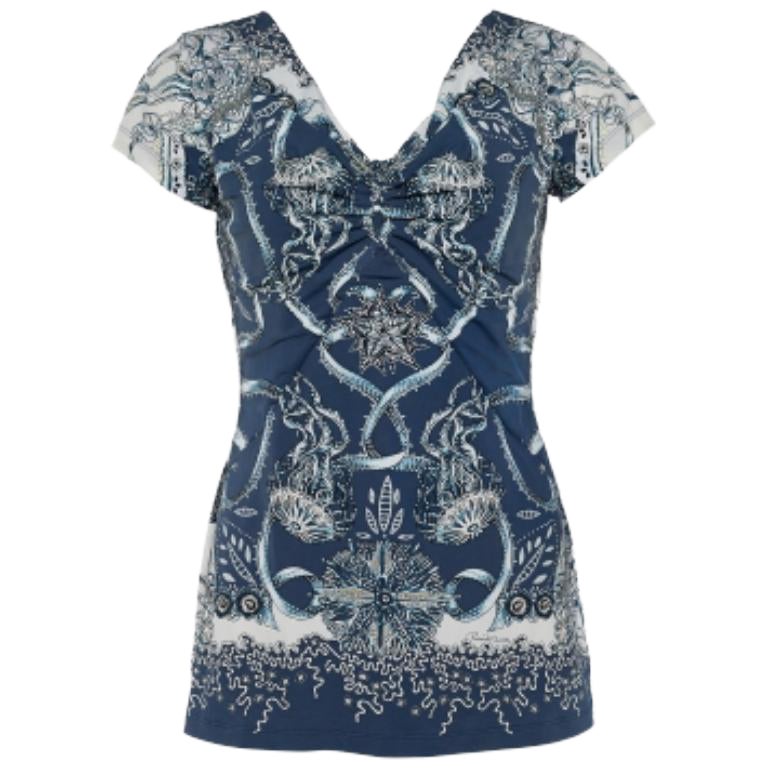 Roberto Cavalli Top sintetico stampato blu navy I.L.A.